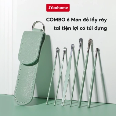 Set 6 Dụng Cụ Lấy Ráy Tai Thép Không Gỉ JYoohome, Hộp Đựng & Que Tiện Lợi 19.000 VND