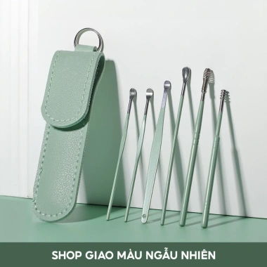 Set 6 Dụng Cụ Lấy Ráy Tai Thép Không Gỉ JYoohome, Hộp Đựng & Que Tiện Lợi 19.000 VND