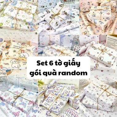 Set 6 giấy gói quà cute random, thiết kế dễ thương, phù hợp handmade, chỉ 42.630₫ 10