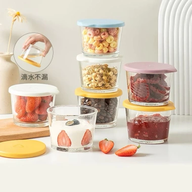 Set 6 hộp đựng thực phẩm thủy tinh tròn nắp đậy - Chống rò gỉ, ngăn mùi, bé dặm, 169.999₫ 5