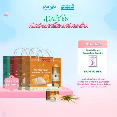 Set 6 hũ 70ml Túi xách DAPYEN Tổ yến chưng 30% yến thật bồi bổ sức khỏe sang trọng