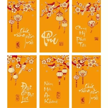 Sét 6 lì xì Tết 2.026 cao cấp - Lì xì đỏ may mắn, tài lộc, bình an, vạn sự như ý, mừng xuân Bính Ngọ