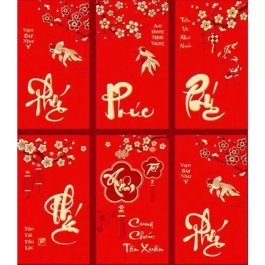 Sét 6 lì xì Tết 2.026 cao cấp - Lì xì đỏ may mắn, tài lộc, bình an, vạn sự như ý, mừng xuân Bính Ngọ
