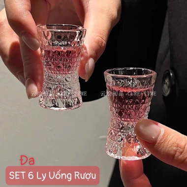 Set 6 Ly Thủy Tinh 20ml Vân Pha Lê Cao Cấp - Ly Uống Rượu Mini Sang Trọng Giá 123.500 VND