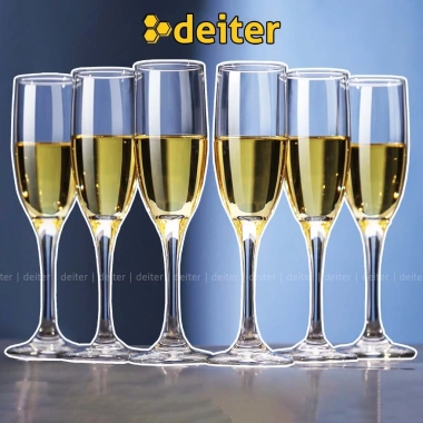Set 6 Ly Thủy Tinh Flute Trắng DEITER 200ml Pha Lê Cao Cấp – Sang Trọng, Giá Ưu Đãi 60.000₫