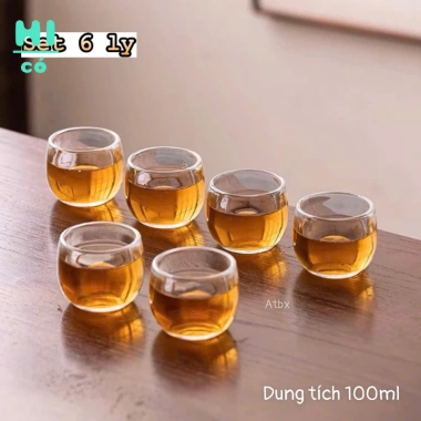 Set 6 Ly Thuỷ Tinh Siêu Đẹp - Bày Bàn Tết 2.025, Giá ưu đãi 78.000đ giảm 22%