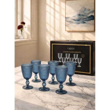 Set 6 ly thủy tinh vân lưới CRISTA HOME - Giá 485k, tinh tế, chịu nhiệt