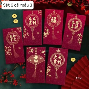Sét 6 Phong Bao Lixi 2.026 màu Đỏ - Cá nhân hoá sáng tạo, thiết kế độc đáo, đặc biệt, đẹp mắt cho lễ hội mùa xuân, chỉ 35.000₫ 8