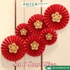 Set 6 Quạt Giấy Đỏ Tròn Trang Trí Tết - Dán Keo Sẵn, Giá Ưu Đãi 7.000₫ 3