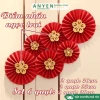 Set 6 Quạt Giấy Đỏ Tròn Trang Trí Tết - Dán Keo Sẵn, Giá Ưu Đãi 7.000₫ 5