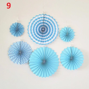 Set 6 quạt giấy xanh dương - Trang trí sự kiện, lễ hội, tết, chỉ 35.000 VNĐ 4