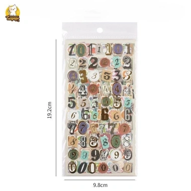 Set 6 tấm sticker CHỮ CÁI VÀ SỐ - Nhiều chất liệu dán trang trí Sổ Bullet Journal, Scrapbook, Thiệp - Giá 24.500₫