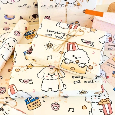 Set 6 tờ giấy gói quà hình ngộ nghĩnh mẫu ngẫu nhiên, handmade, giảm giá 18% 2