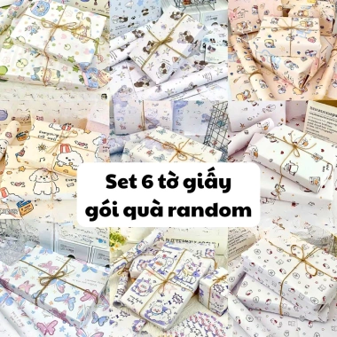 Set 6 tờ giấy gói quà hình ngộ nghĩnh mẫu ngẫu nhiên, handmade, giảm giá 18% 10