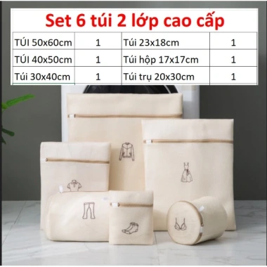 Set 6 túi giặt 2 lớp máy giặt - Bảo vệ áo len, áo sơ mi, đồ lót, giá 99.000 VND