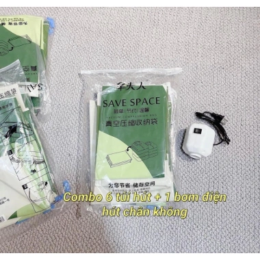 Set 6 Túi Hút Chân Không + Bơm Điện – Tiết Kiệm Diện Tích, Bảo Quản Quần Áo Sạch Sẽ 10