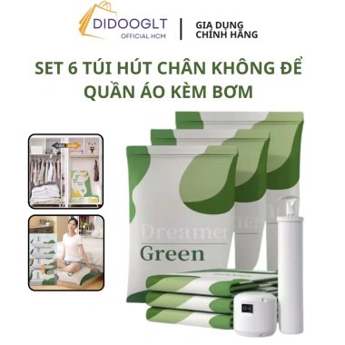 Set 6 Túi Hút Chân Không DIDOOGLT + Bơm Điện – Giữ Quần Áo, Chăn Mềm, Tiện Lợi