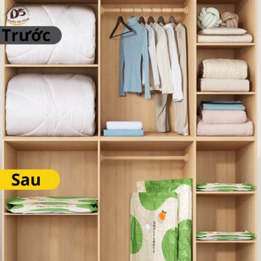 Set 6 Túi Hút Chân Không Kèm Bơm Điện HH206 - Đựng Quần Áo, Chăn Màn, Tiết Kiệm Không Gian, Giá Chỉ 102k