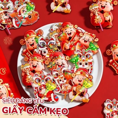 Set 60 thẻ gắn kẹo năm mới cho bé - Thần Tài hoạt hình, trang trí bánh, quà tặng Tết 2.026 giá ưu đãi 22.040₫
