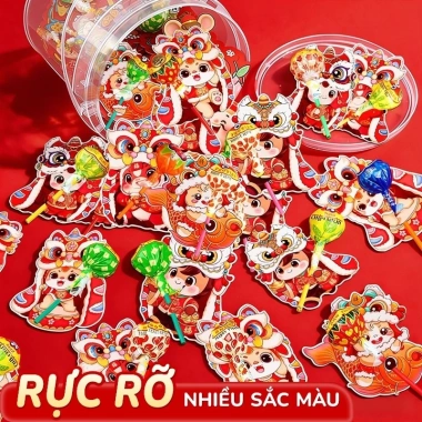 Set 60 thẻ gắn kẹo năm mới cho bé - Thần Tài hoạt hình, trang trí bánh, quà tặng Tết 2.026 giá ưu đãi 22.040₫