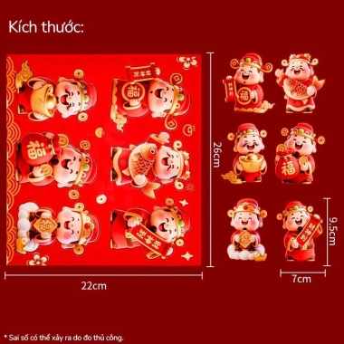 Set 60 thẻ gắn kẹo năm mới cho bé - Thần Tài hoạt hình, trang trí bánh, quà tặng Tết 2.026 giá ưu đãi 22.040₫