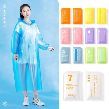 Set 7 áo mưa nén mini có mũ trùm - đa màu, gọn nhẹ, chỉ 75.000 VND
