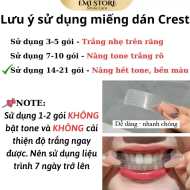 SET 7 GÓI Miếng dán trắng răng Crest 3D White - Răng trắng sáng, an toàn men răng, Chính Hãng
