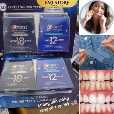 SET 7 GÓI Miếng dán trắng răng Crest 3D White - Răng trắng sáng, an toàn men răng, Chính Hãng 7 SET 7 GÓI Miếng dán trắng răng Crest 3D White - Răng trắng sáng, an toàn men răng, Chính Hãng 7