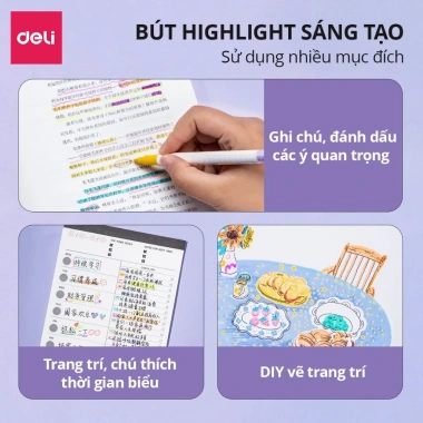 Set 8 Bút Highlight 2 Đầu Nhớ Dòng, Trang Trí Đánh Dấu Pastel Deli Dạ Quang - Học Sinh & Văn Phòng, Giá 53.000đ 3