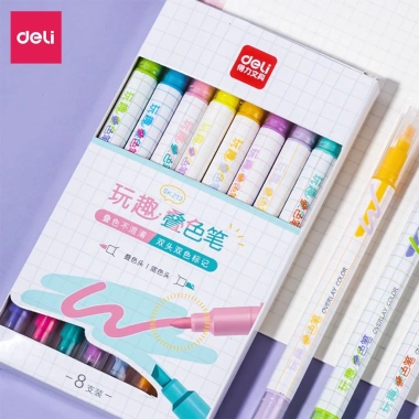 Set 8 Bút Highlight 2 Đầu Nhớ Dòng, Trang Trí Đánh Dấu Pastel Deli Dạ Quang - Học Sinh & Văn Phòng, Giá 53.000đ 7