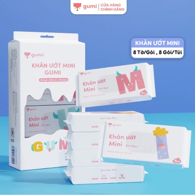 Set 8 gói Khăn giấy ướt Gumi Mini không mùi, tiện lợi bỏ túi, giá 40.000₫ 2