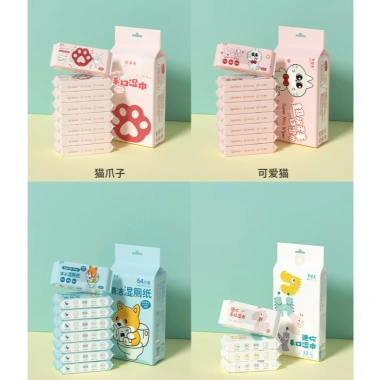 Set 8 Gói Khăn Giấy Ướt Mini Bỏ Túi 64 Tờ - Tiện Dụng, Giá Chỉ 26.000 VND
