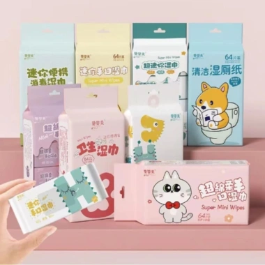 Set 8 Gói Khăn Giấy Ướt Mini Bỏ Túi Tiện Lợi - Khăn ướt trẻ em, lau tay đa năng