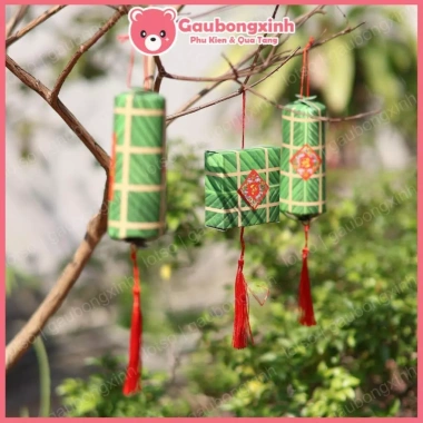 Set 8 Liễn Bánh Chưng & Bánh Tét Mô Hình Treo Cây Đào Mai - Giá 16.000₫ Mã 503.045