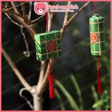 Set 8 Liễn Bánh Chưng & Bánh Tét Mô Hình Treo Cây Đào Mai - Giá 16.000₫ Mã 503.045