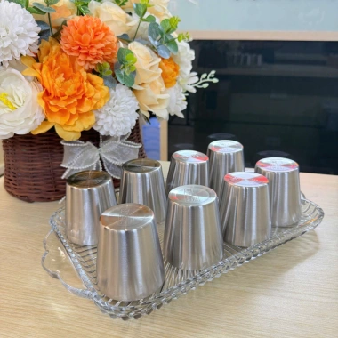 Set 8 ly inox 2 lớp cách nhiệt Hàn Quốc 175ml - Giữ nhiệt lâu, không bỏng tay, 270.000đ