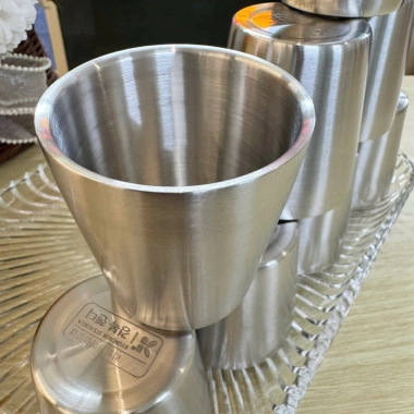 Set 8 ly inox 2 lớp cách nhiệt Hàn Quốc 175ml - Giữ nhiệt lâu, không bỏng tay, 270.000đ