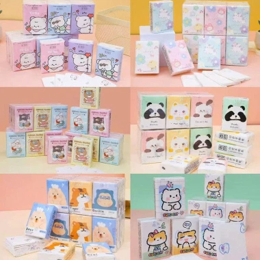 Set 9 gói khăn giấy khô đa năng bỏ túi họa tiết hoạt hình cute - Giá 28.000₫