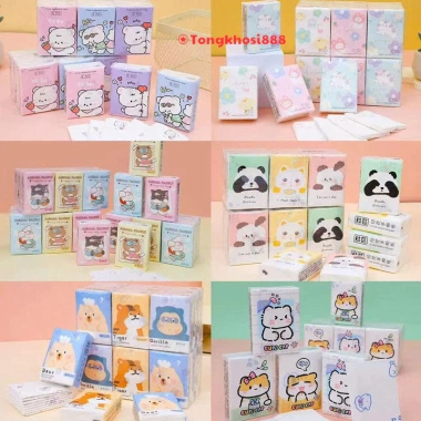 Set 9 gói khăn giấy khô đa năng mini bỏ túi họa tiết hoạt hình siêu cute PVN69.188 giá 28.000 VND