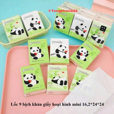 Set 9 gói khăn giấy khô đa năng mini bỏ túi họa tiết hoạt hình siêu cute PVN69.188 giá 28.000 VND