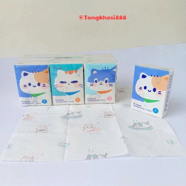 Set 9 gói khăn giấy khô đa năng mini bỏ túi họa tiết hoạt hình siêu cute PVN69.188 giá 28.000 VND