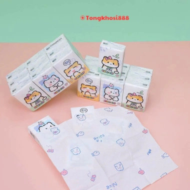 Set 9 gói khăn giấy khô đa năng mini bỏ túi họa tiết hoạt hình siêu cute PVN69.188 giá 28.000 VND
