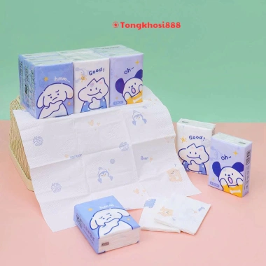 Set 9 gói khăn giấy khô đa năng mini bỏ túi họa tiết hoạt hình siêu cute PVN69.188 giá 28.000 VND