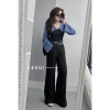 Set ảnh tự chụp phối kẻ áo cổ én và quần culottes suông tách lẻ, phù hợp đi làm công sở, thời trang hiện đại, siêu giảm giá chỉ 235k 2