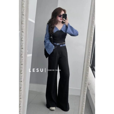 Set ảnh tự chụp phối kẻ áo cổ én và quần culottes suông tách lẻ, phù hợp đi làm công sở, thời trang hiện đại, siêu giảm giá chỉ 235k 2 Set ảnh tự chụp phối kẻ áo cổ én và quần culottes suông tách lẻ, phù hợp đi làm công sở, thời trang hiện đại, siêu giảm giá chỉ 235k 2