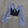 Set ảnh tự chụp phối kẻ áo cổ én và quần culottes suông tách lẻ, phù hợp đi làm công sở, thời trang hiện đại, siêu giảm giá chỉ 235k 6