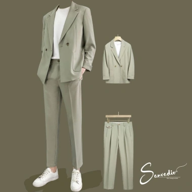 Set áo blazer nam và quần âu BASIC 2 lớp thời trang cao cấp - Giá chỉ 479.000₫