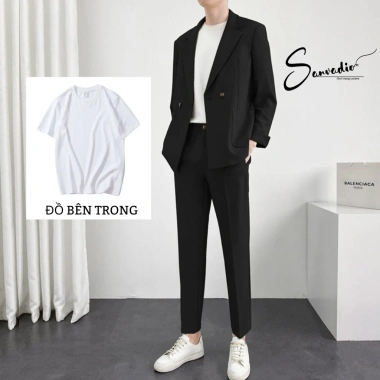 Set áo blazer nam và quần âu BASIC 2 lớp thời trang cao cấp - Giá chỉ 479.000₫ 4