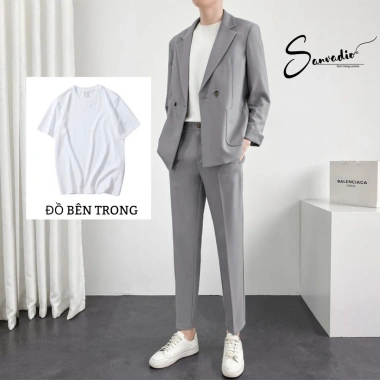 Set áo blazer nam và quần âu BASIC 2 lớp thời trang cao cấp - Giá chỉ 479.000₫ 5