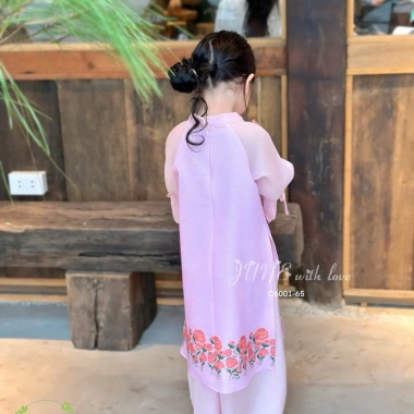 Set áo dài bé gái nhẹ nhàng nữ tính - Chất mềm mịn, giá ưu đãi 308.000₫